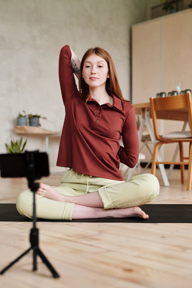 Person doing mindful stretching