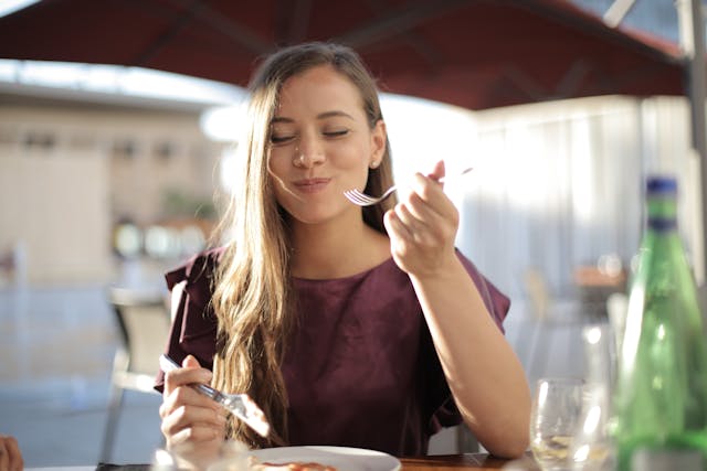 Person practicing mindful eating